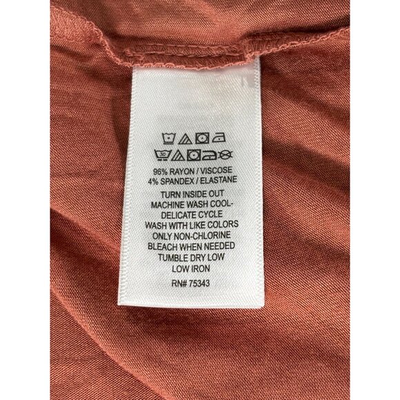 Tahari Womens Large Coral Ruched Sleeve Rayon Blend Top - Picture 5 of 8